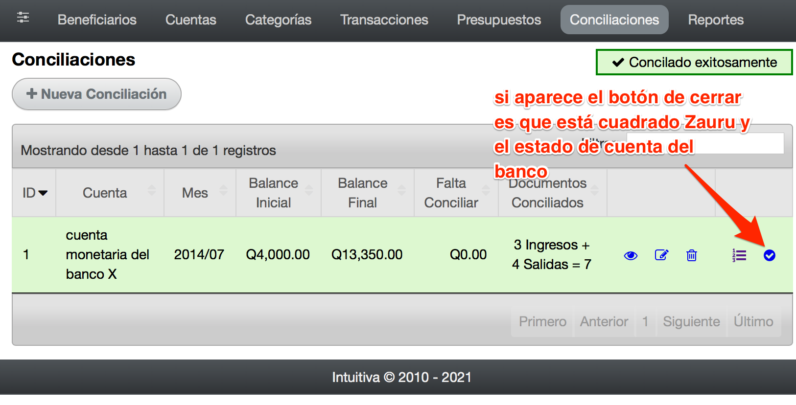 Cerrar conciliacion