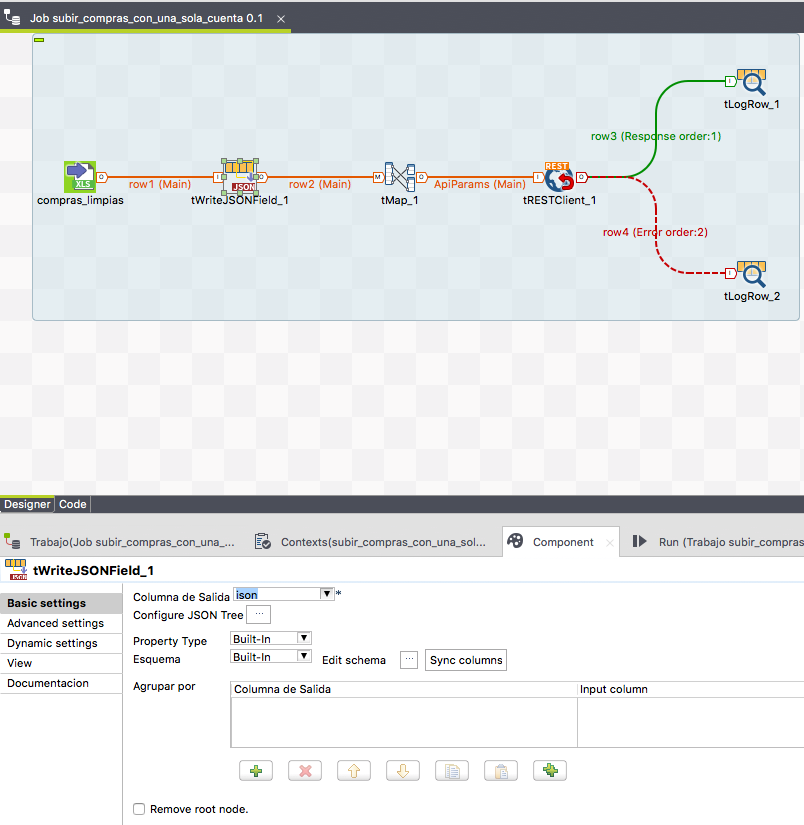talend cusc WriteJsonField basic params