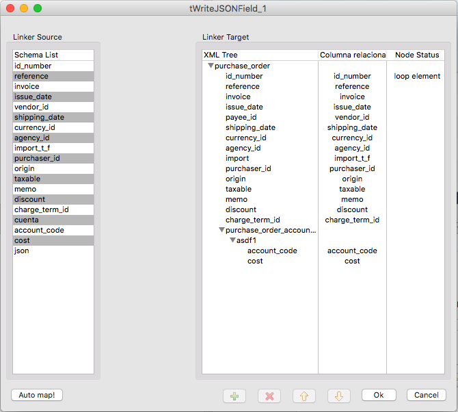 talend cusc WriteJsonField mapping