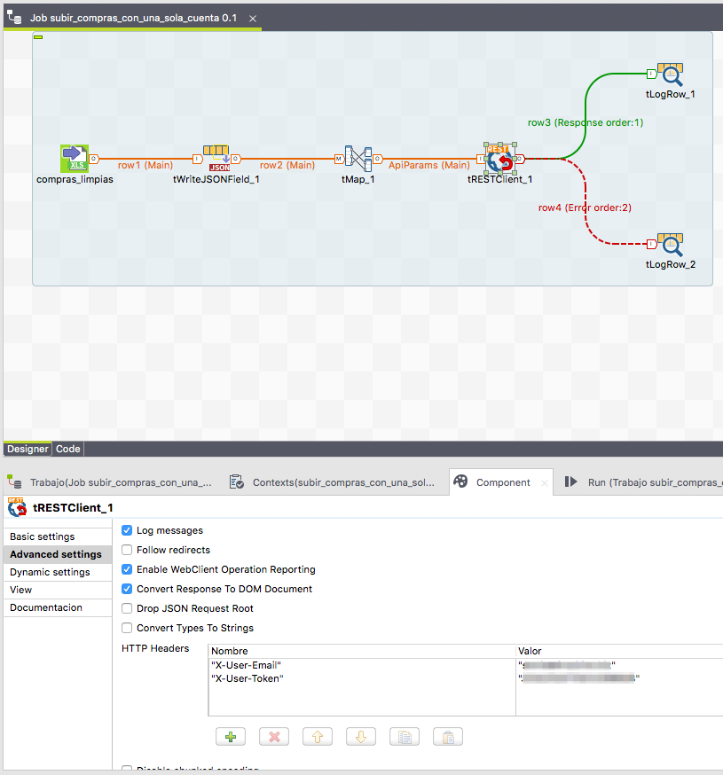 talend cusc RestClient advanced params