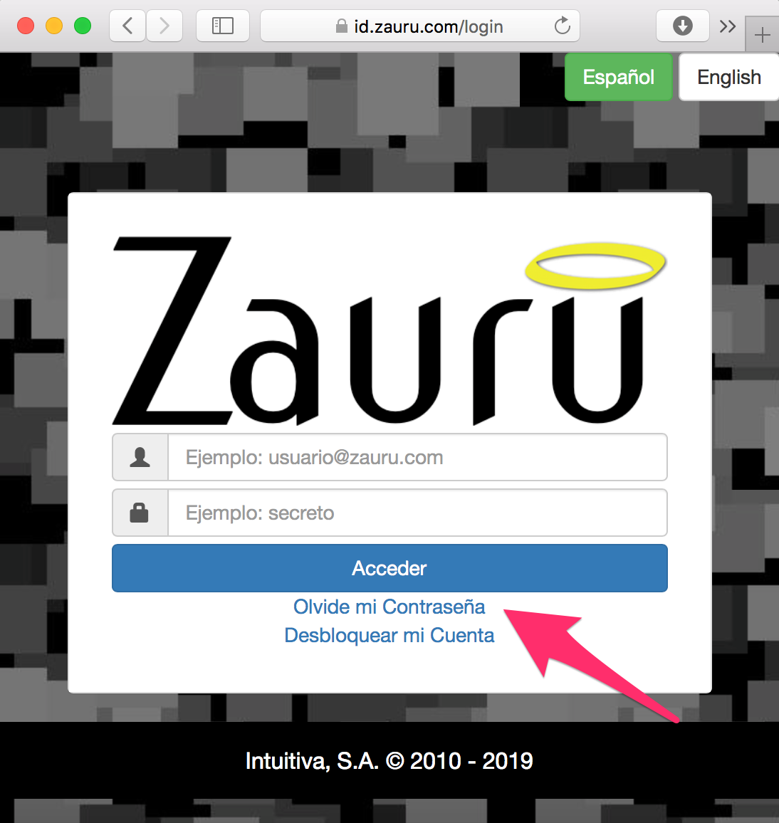 olvide password id zauru com