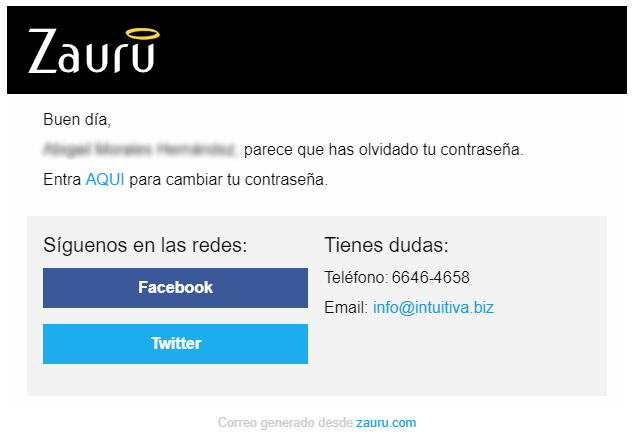 correo olvide password