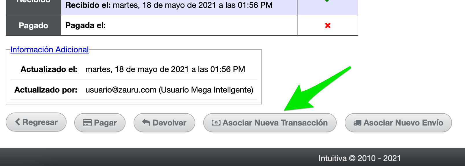 boton asociar transaccion a la OC