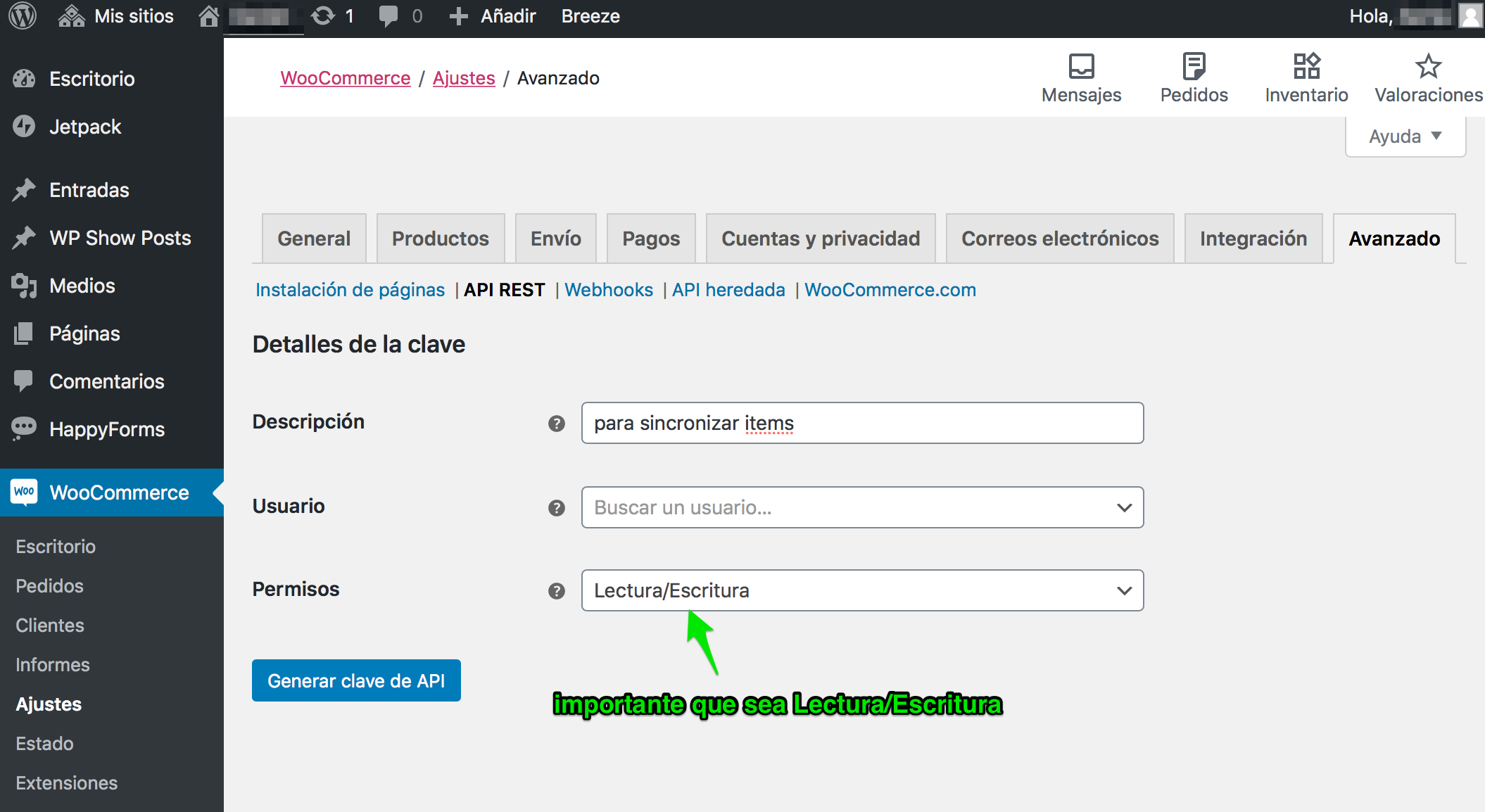 crear API