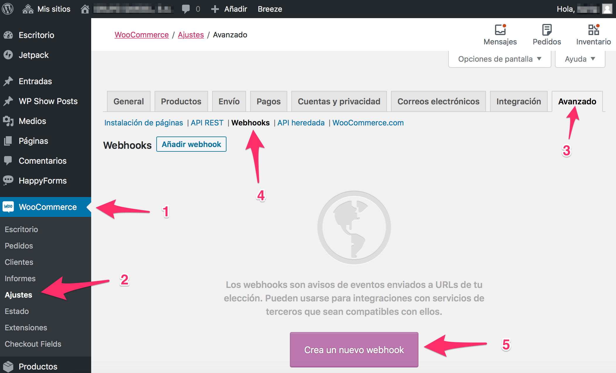 nuevo webhook