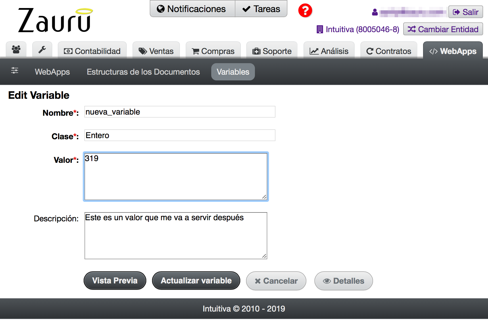 webapp vars edit