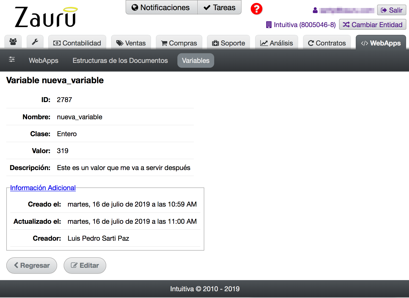 webapp var show